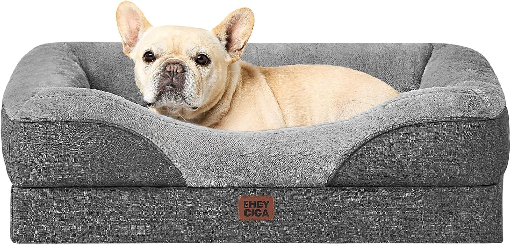 Luxuriöses Orthopädisches Hundebett für Kleine Hunde – Waschbares, Wasserdichtes Memory Foam Hundesofa mit Rutschfestem Design und 4 Stützrändern in Beige (76x51x16.5cm)