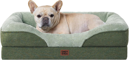 Luxuriöses Orthopädisches Hundebett für Kleine Hunde – Waschbares, Wasserdichtes Memory Foam Hundesofa mit Rutschfestem Design und 4 Stützrändern in Beige (76x51x16.5cm)