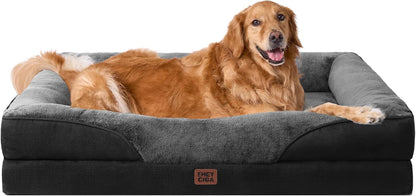 Luxuriöses Orthopädisches Hundebett für Kleine Hunde – Waschbares, Wasserdichtes Memory Foam Hundesofa mit Rutschfestem Design und 4 Stützrändern in Beige (76x51x16.5cm)