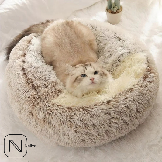 Luxurious Plush Round Cat Bed – The Ultimate Cozy Sleeping Nest for Small Cats and Dogs
