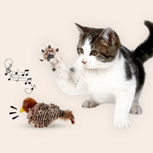Interactive Rechargeable Chirping Bird Cat Toy - Engaging Plush Playmate for Cats with Realistic Sounds and Movements