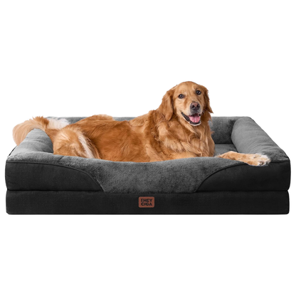 Luxuriöses Orthopädisches Hundebett für Kleine Hunde – Waschbares, Wasserdichtes Memory Foam Hundesofa mit Rutschfestem Design und 4 Stützrändern in Beige (76x51x16.5cm)