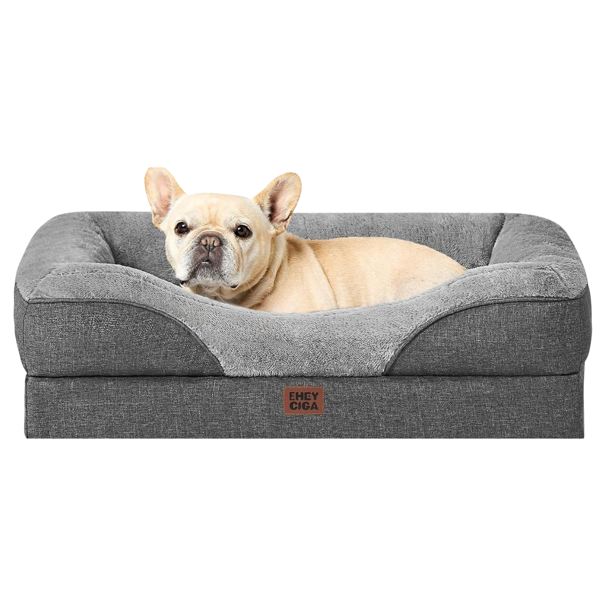 Luxuriöses Orthopädisches Hundebett für Kleine Hunde – Waschbares, Wasserdichtes Memory Foam Hundesofa mit Rutschfestem Design und 4 Stützrändern in Beige (76x51x16.5cm)