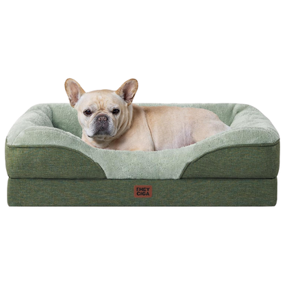 Luxuriöses Orthopädisches Hundebett für Kleine Hunde – Waschbares, Wasserdichtes Memory Foam Hundesofa mit Rutschfestem Design und 4 Stützrändern in Beige (76x51x16.5cm)