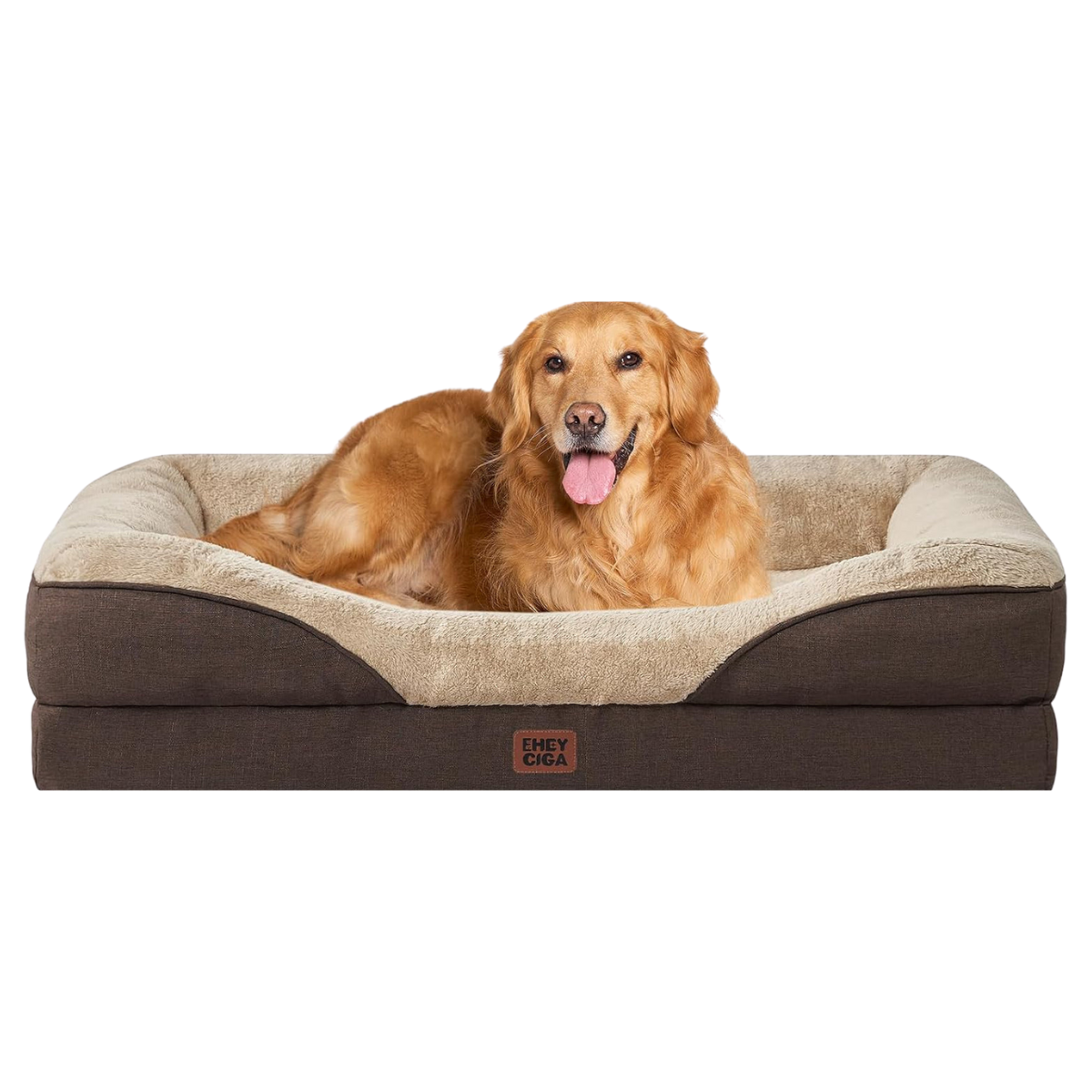 Luxuriöses Orthopädisches Hundebett für Kleine Hunde – Waschbares, Wasserdichtes Memory Foam Hundesofa mit Rutschfestem Design und 4 Stützrändern in Beige (76x51x16.5cm)