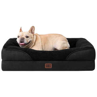 Luxuriöses Orthopädisches Hundebett für Kleine Hunde – Waschbares, Wasserdichtes Memory Foam Hundesofa mit Rutschfestem Design und 4 Stützrändern in Beige (76x51x16.5cm)