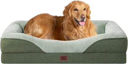 Luxuriöses Orthopädisches Hundebett für Kleine Hunde – Waschbares, Wasserdichtes Memory Foam Hundesofa mit Rutschfestem Design und 4 Stützrändern in Beige (76x51x16.5cm)
