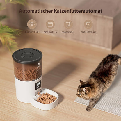 IMIPAW Automatischer Futterspender für Katzen und Hunde - Programmierbarer Timer für flexible Fütterung mit 3L Kapazität und einfacher Bedienung