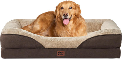 Luxuriöses Orthopädisches Hundebett für Kleine Hunde – Waschbares, Wasserdichtes Memory Foam Hundesofa mit Rutschfestem Design und 4 Stützrändern in Beige (76x51x16.5cm)