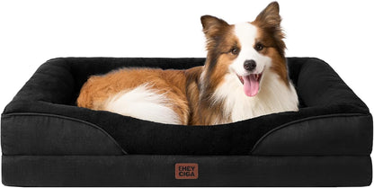 Luxuriöses Orthopädisches Hundebett für Kleine Hunde – Waschbares, Wasserdichtes Memory Foam Hundesofa mit Rutschfestem Design und 4 Stützrändern in Beige (76x51x16.5cm)