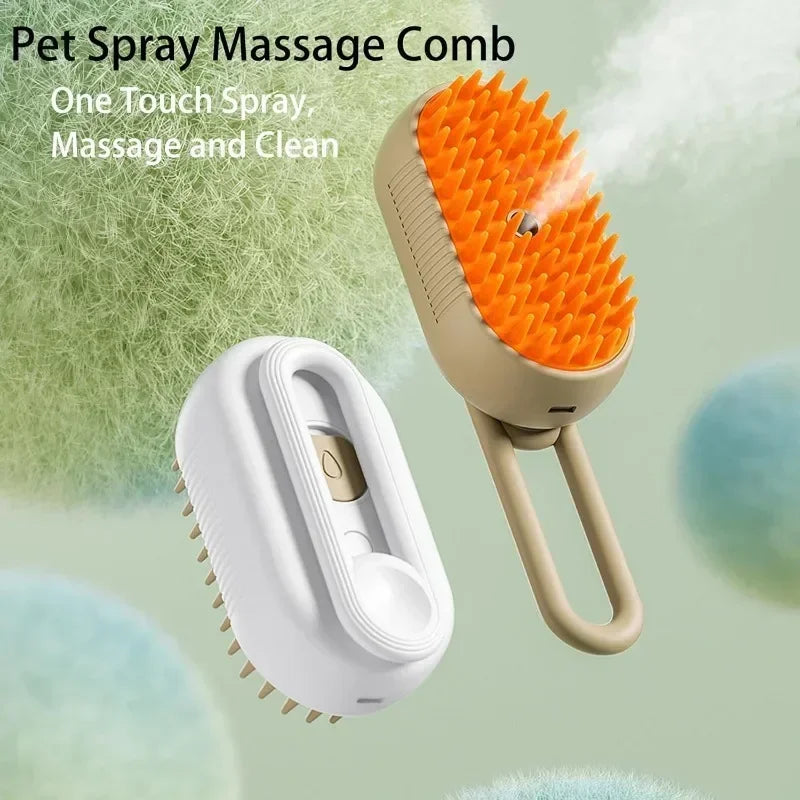 Ultimate 3-in-1 Steamy Dog Brush: Effortless Grooming Tool for Cats & Dogs with Massage and Tangle Removal!