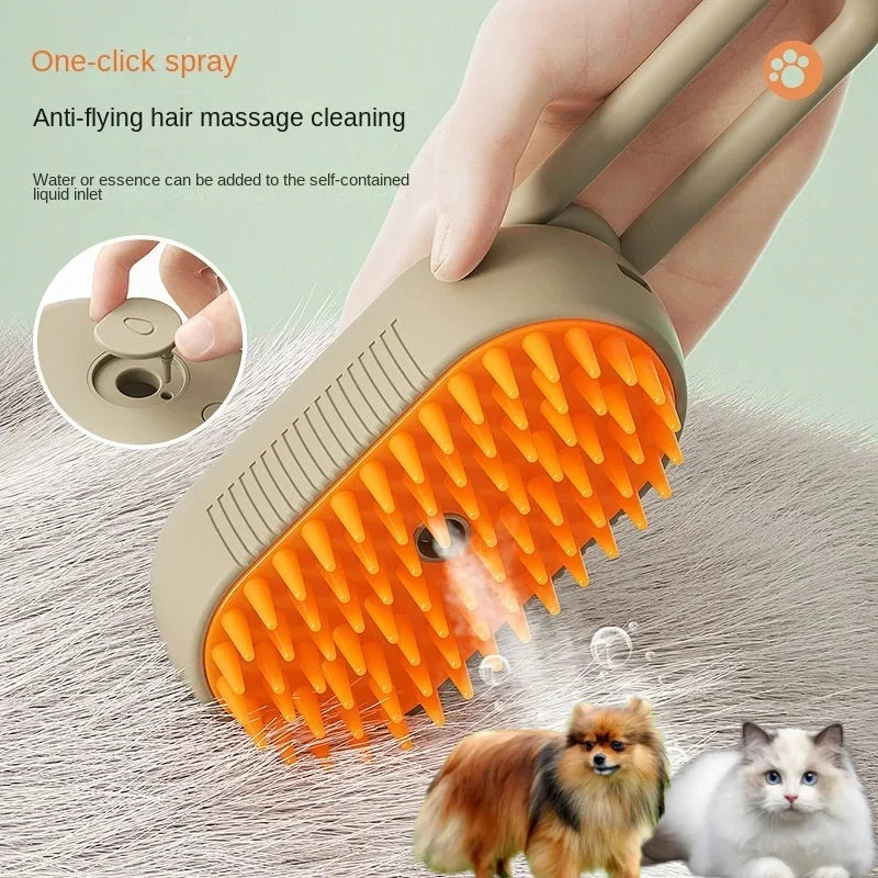 Ultimate 3-in-1 Steamy Dog Brush: Effortless Grooming Tool for Cats & Dogs with Massage and Tangle Removal!