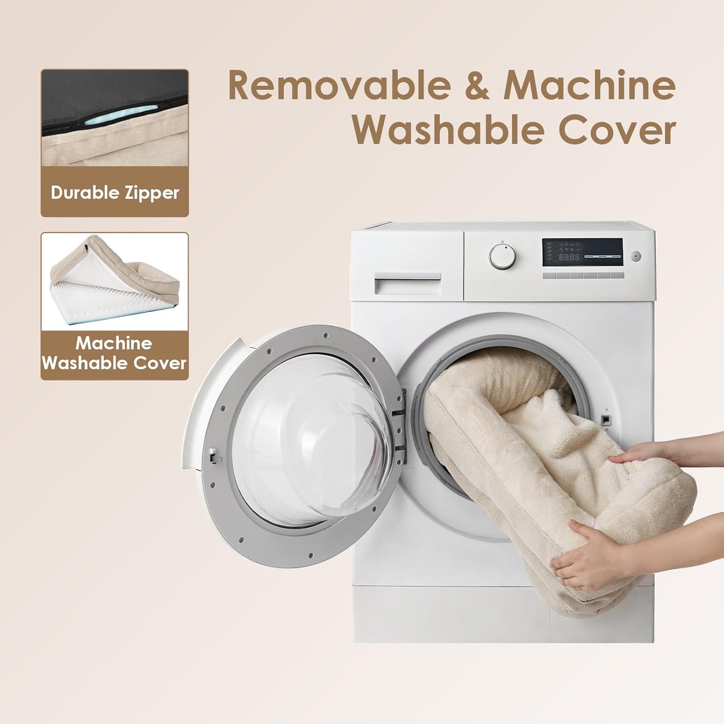 Luxuriöses Orthopädisches Hundebett für Kleine Hunde – Waschbares, Wasserdichtes Memory Foam Hundesofa mit Rutschfestem Design und 4 Stützrändern in Beige (76x51x16.5cm)