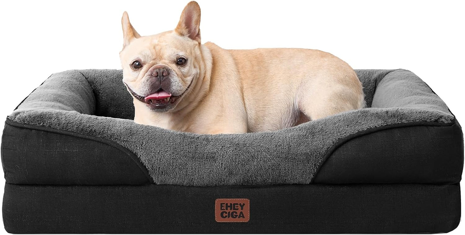 Luxuriöses Orthopädisches Hundebett für Kleine Hunde – Waschbares, Wasserdichtes Memory Foam Hundesofa mit Rutschfestem Design und 4 Stützrändern in Beige (76x51x16.5cm)