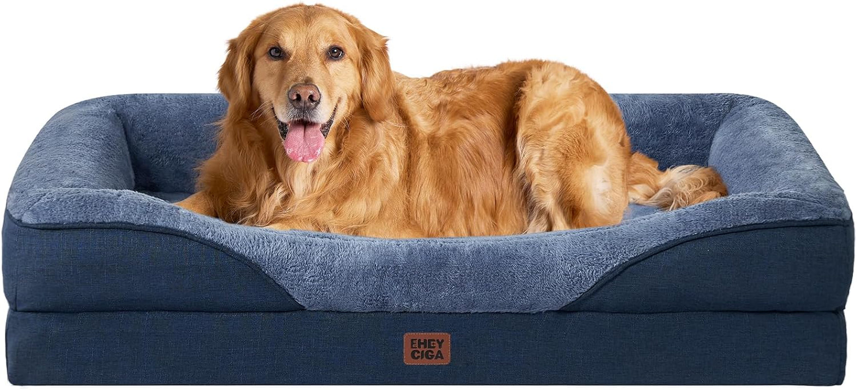 Luxuriöses Orthopädisches Hundebett für Kleine Hunde – Waschbares, Wasserdichtes Memory Foam Hundesofa mit Rutschfestem Design und 4 Stützrändern in Beige (76x51x16.5cm)