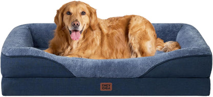 Luxuriöses Orthopädisches Hundebett für Kleine Hunde – Waschbares, Wasserdichtes Memory Foam Hundesofa mit Rutschfestem Design und 4 Stützrändern in Beige (76x51x16.5cm)