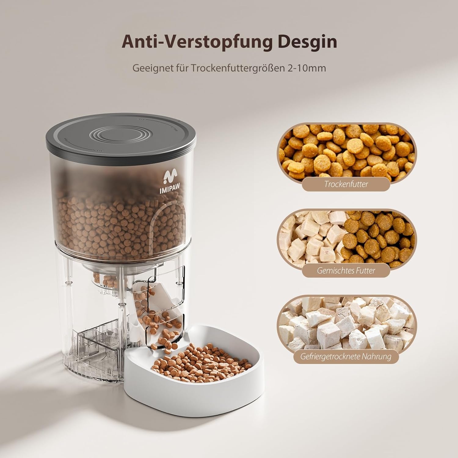 IMIPAW Automatischer Futterspender für Katzen und Hunde - Programmierbarer Timer für flexible Fütterung mit 3L Kapazität und einfacher Bedienung
