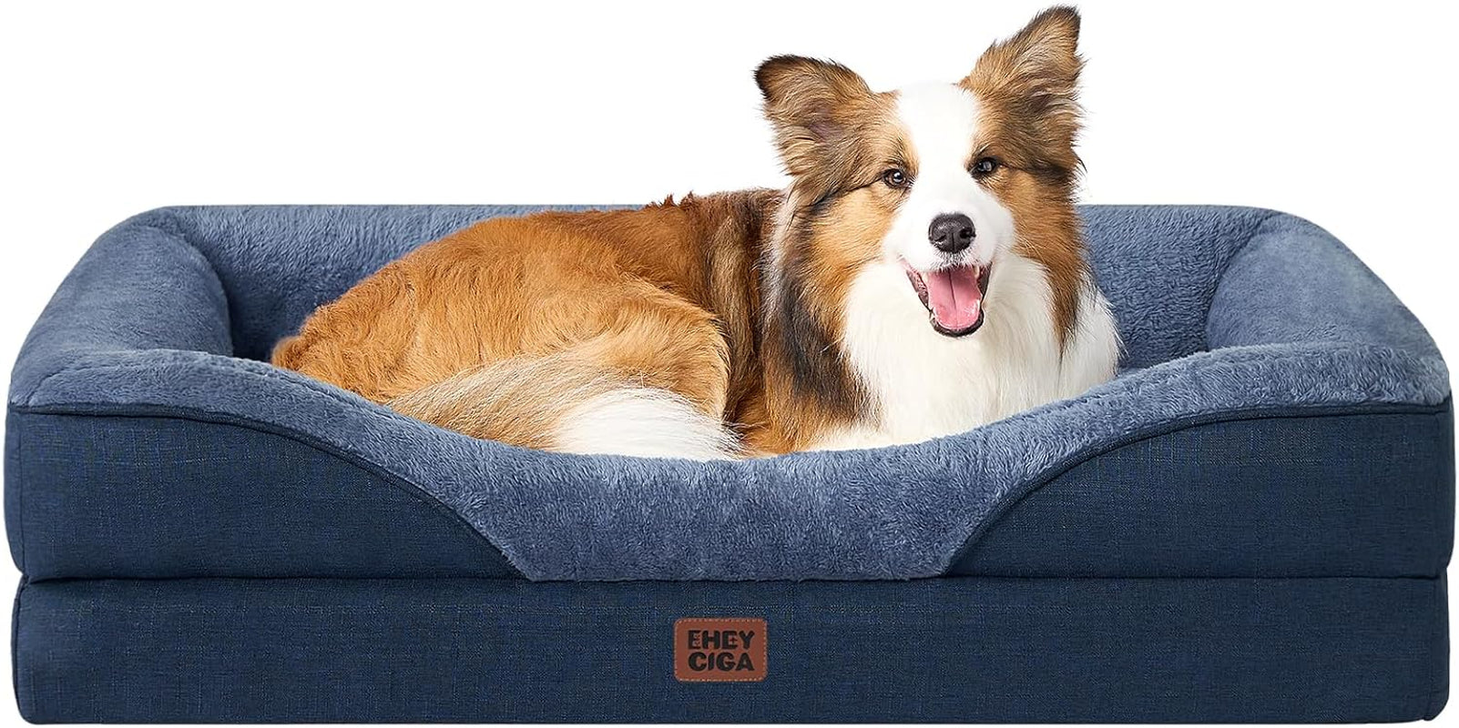 Luxuriöses Orthopädisches Hundebett für Kleine Hunde – Waschbares, Wasserdichtes Memory Foam Hundesofa mit Rutschfestem Design und 4 Stützrändern in Beige (76x51x16.5cm)