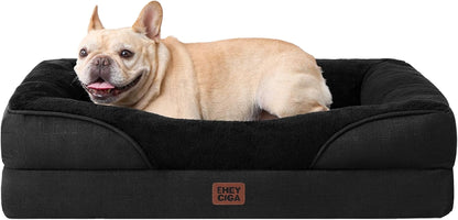 Luxuriöses Orthopädisches Hundebett für Kleine Hunde – Waschbares, Wasserdichtes Memory Foam Hundesofa mit Rutschfestem Design und 4 Stützrändern in Beige (76x51x16.5cm)