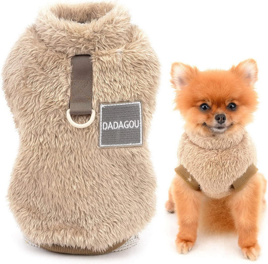 Nolivo FleeceFit™ Sherpa Pullover für Haustiere – Eleganter Rollkragenpullover mit D-Ring für kleine Hunde und Katzen | Weich, Warm und Einfach Anzuziehen – Farbe: Braun, Größe XS-L